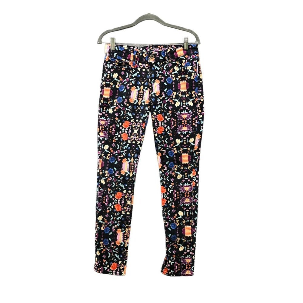 Levi's Skinny Jeans Womens 27 Black Floral‎ Coloful Low Rise Demi Curve Stretch